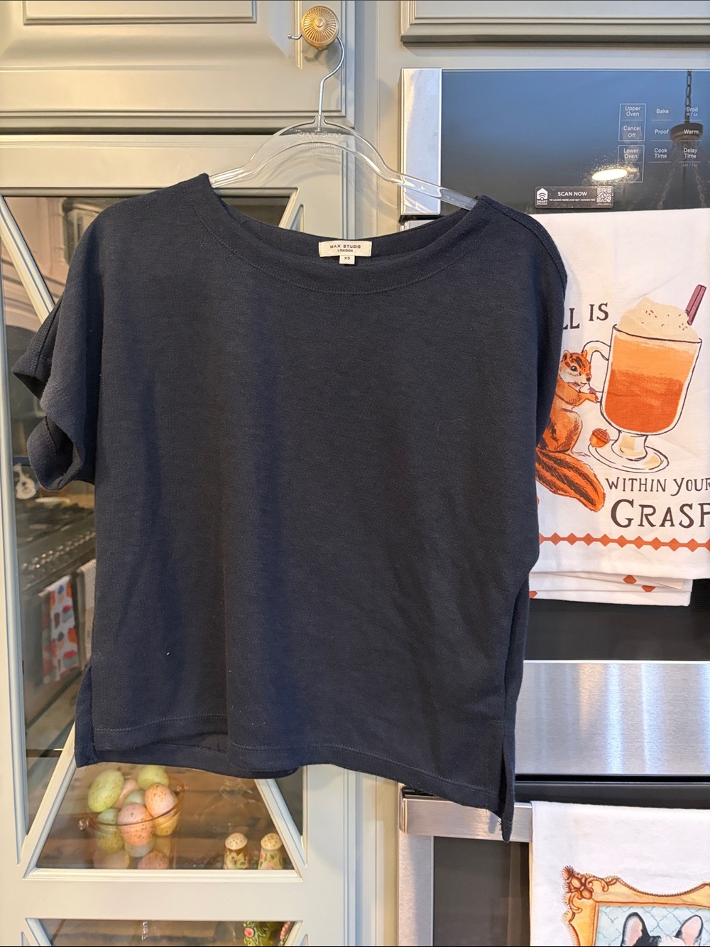Max Studio Short Sleeve Crewneck Tee in Navy XS